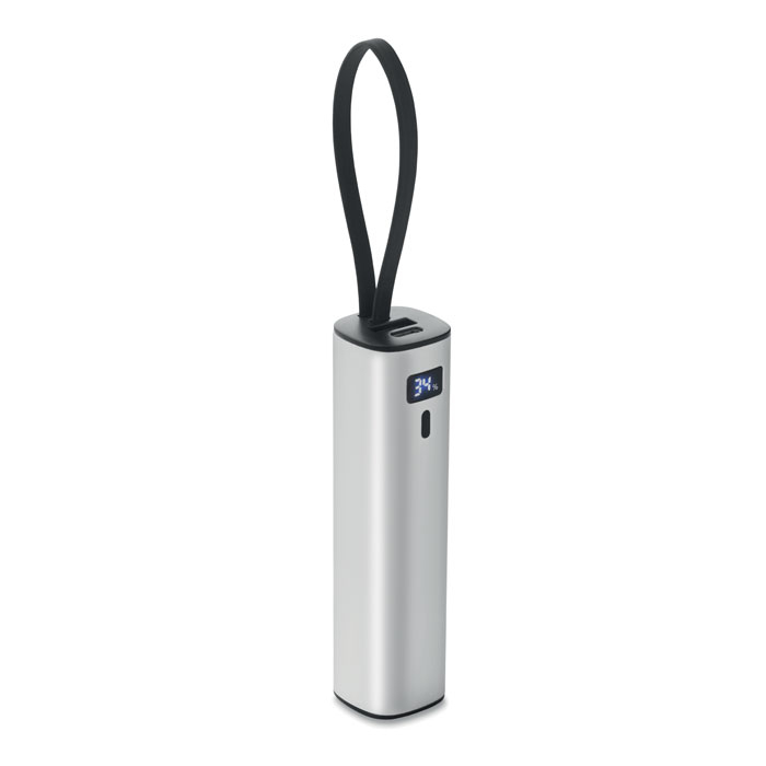 Batterie externe 5000 mAh 20W personnalisée Powertube Argent mat